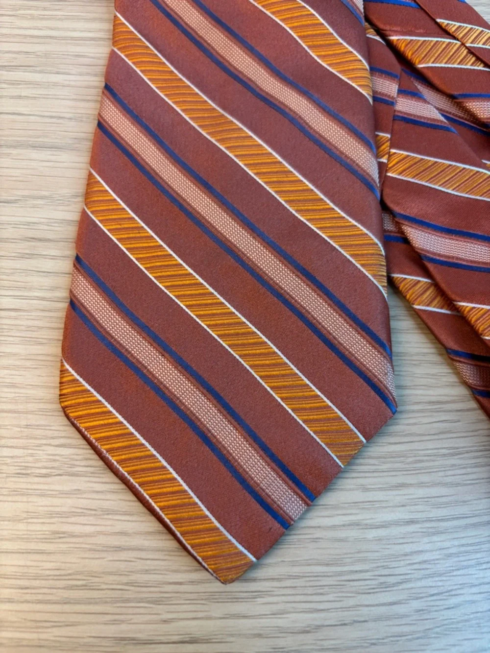 Michael Kors Men's Orange Striped Silk Tie - Classic Formal Accessory